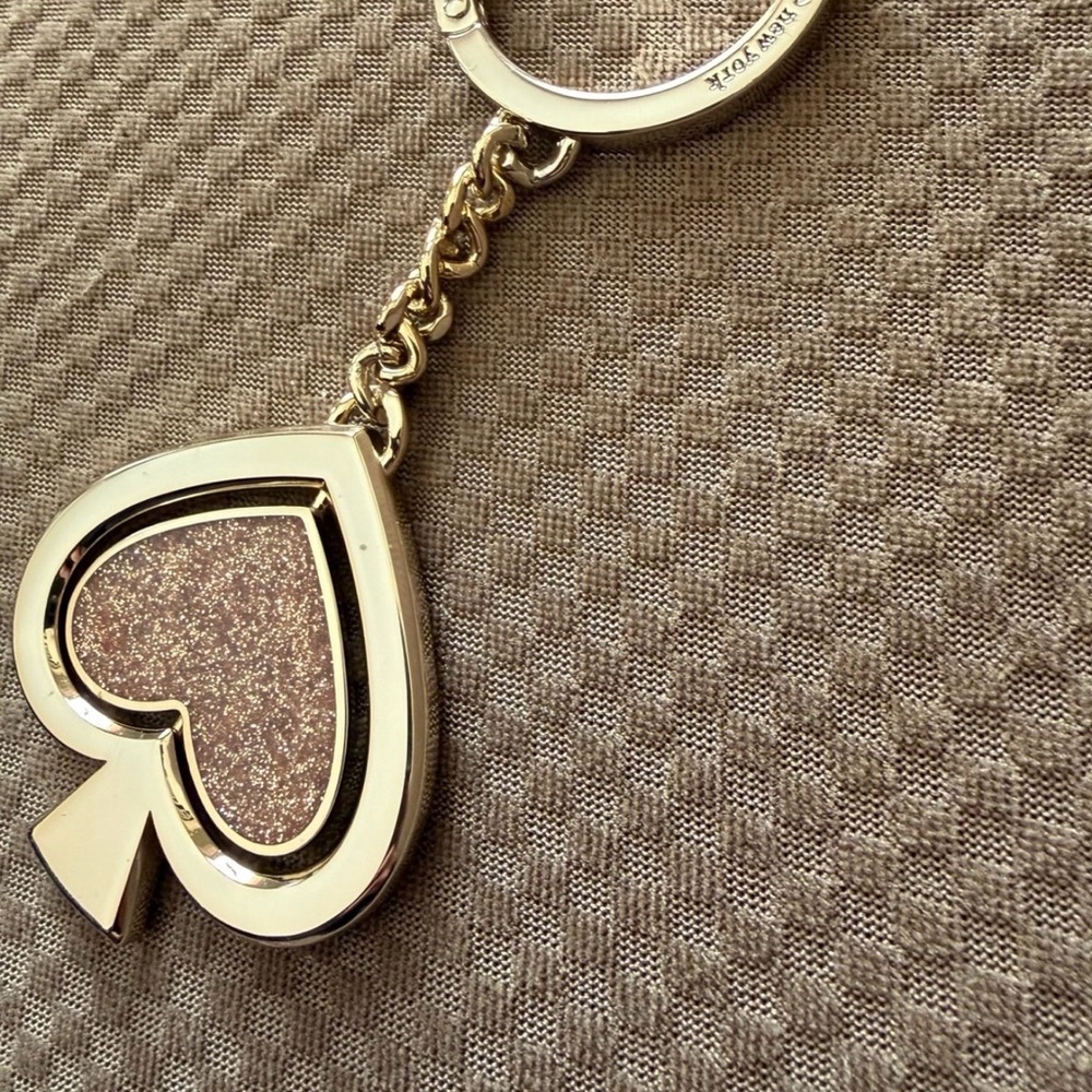 Kate Spade Keychain Bag Charm. Two-Sided Glitter Logo Bag Clip / Charm - Picture 4 of 6